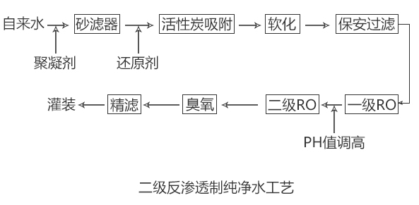 二級(jí)反滲透制純凈水工藝